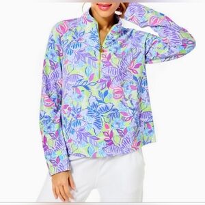 Lilly Pulitzer Melena XS  Floral Print Pullover - Lavender, Lime, Pink, Blue